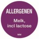 Allergie sticker 'Melk' rond 25 mm, 1000/rol