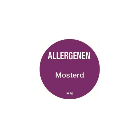 Allergie sticker 'Mosterd' rond 25 mm, 1000/rol