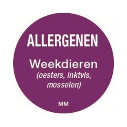 Allergie sticker 'Weekdieren' rond 25 mm, 1000/rol